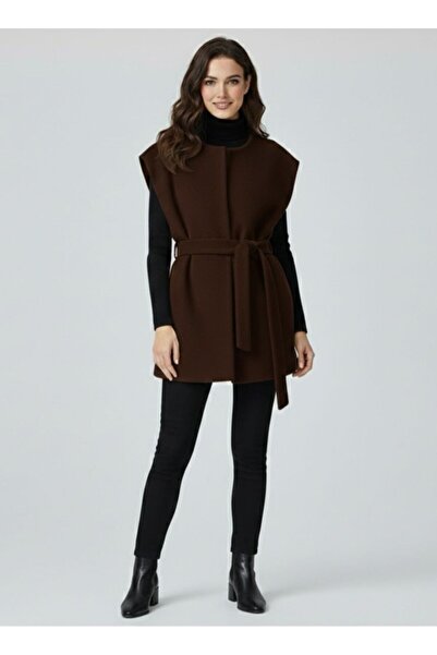 Tangül&Ali'S Moda Evi Kuşaklı Kaşe Yelek