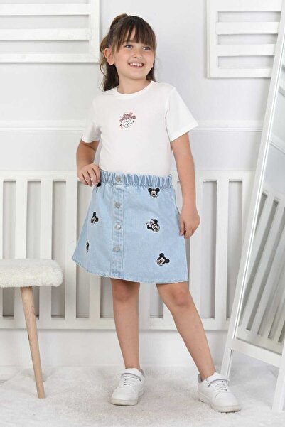 CANAN ÇAKMAK Kız Çocuk Mickey Mouse Kot Etek