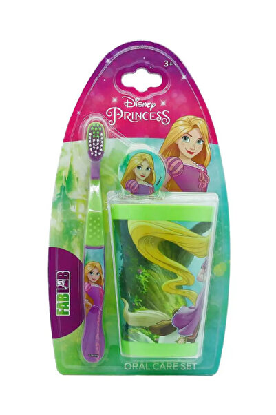 Fab lab مجموعة العناية بالفم للأطفال من ريبونزيل كلاسيكس: فرشاة أسنان فائقة النعومة مع غطاء صحي وكوب شطف