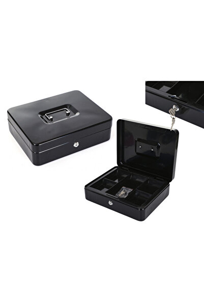 LEAN Casetă de bani metalică, 2 chei, neagră, 300 x 240 x 90 mm, 20700