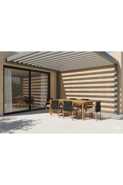 zerkaconcept Dynamic Masif Ahşap Iroko Ağacı Bahçe Balkon Salon Teras Masa Sandalye Takımı