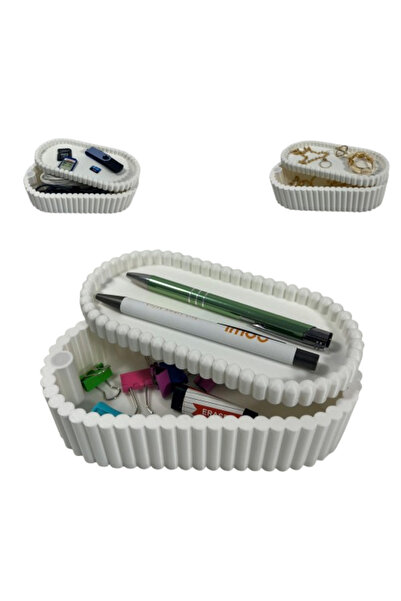 DECORADI Cutiuta elegantă cu capac magnetic, albă, PLA 3D, 17.5x8.5x5 cm