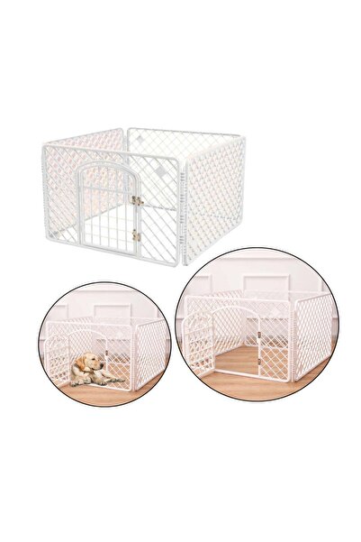 LEAN Țarc pliabil pentru câini și pisici, 90 x 60 x 60 cm, alb, 13878