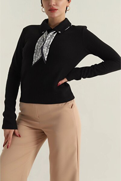 İKLİM LİFE Πουλόβερ Σελανίκη με λεπτομέρεια φουλάρι