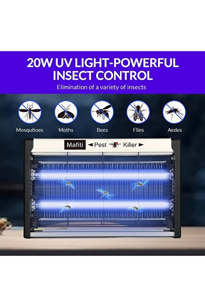 Mafiti جهاز كهربائي لقتل الحشرات والبعوض داخل المنزل بقوة ٢٠ واط (أسود - عبوة...
