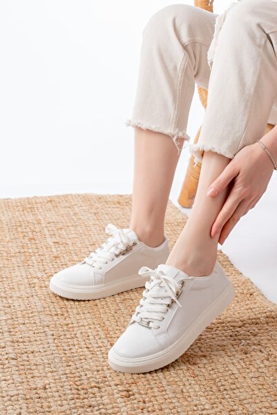 Zerenyus Zri̇n-910 Premium White Lace-Up Casual Women's Sneaker