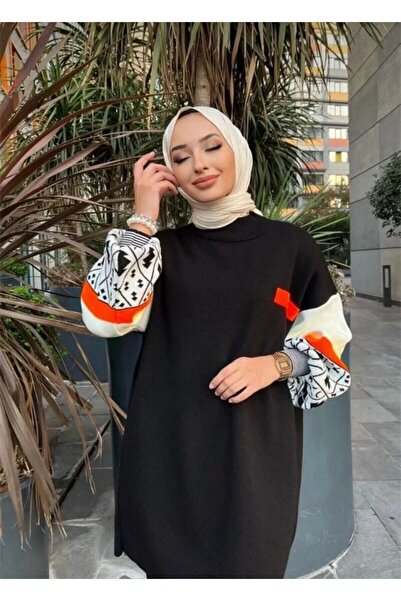 DAĞON'S Dgn's Ethnic Pattern Balloon Sleeve Women's Knitwear Set