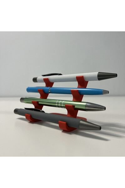 DECORADI 4-seater pen holder, red, 3D printed from PLA bioplastic