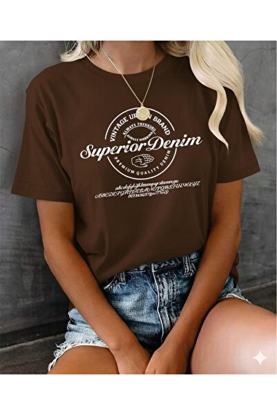 BW Bravely Wear Ανώτερο Τζιν Γυναικείο Κοντομάνικο Μπλουζάκι με Στάμπα