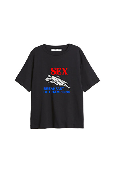 CİNEMA MODA S3x cu imprimeu croi relaxat Femeie neagră tricou