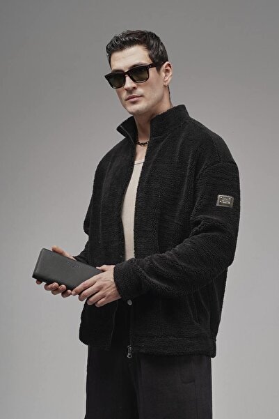 king brich Mock Neck Zipper Closure Logo Detailed Unisex Plush