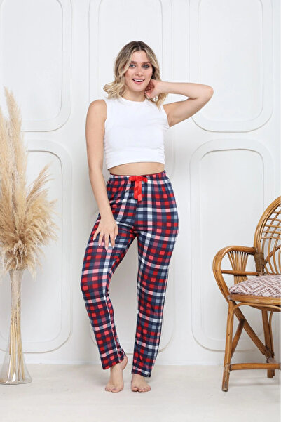 Zerenyus Q6018 Viscose Stretch Fabric Bottom Pajamas Small Plaid Print Pattern