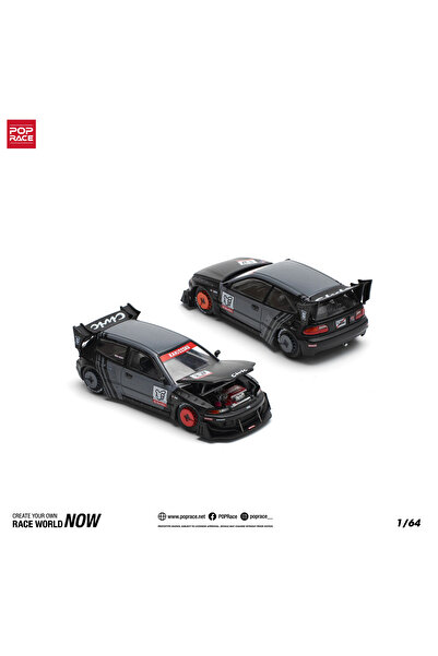Honda Pop Race 1/64 Pandem Civic EG6 (Kanjozoku), black/gray/red