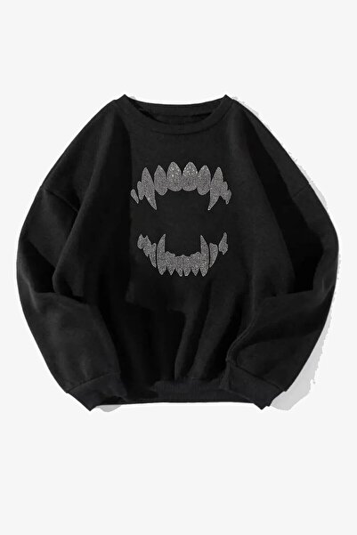 Rokeby Φούτερ Unisex Wild Teeth με τύπωμα με μαύρη λαιμόκοψη