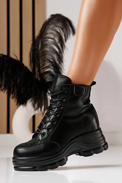 Zaira Ghete dama vatuite negre din piele ecologica Rachel #23031 - 40