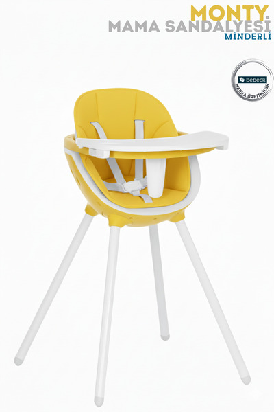 Bebeck Monty Mama Sandalyesi 3 Kademeli Tabla Kaymaz Tabanlı Geniş Oturma Alanlı 6ay-9Yaş Minderli