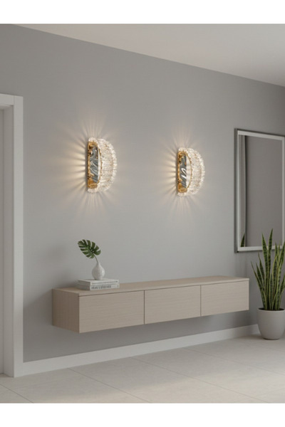 SUREAT ALTAYAAR مصباح حائط كريستالي مودرن LED بتصميم حرف D فاخر - إضاءة جدارية داخلية عصرية لديكور المنزل