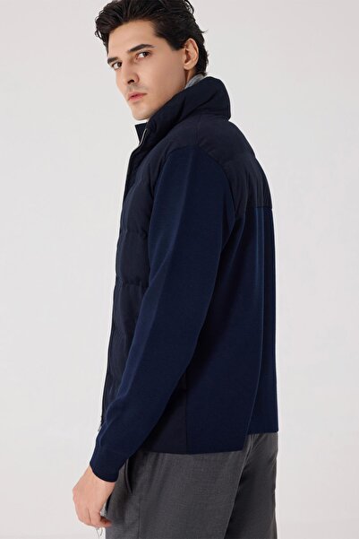 Sabri Özel DİK YAKA KUMAŞ GARNİLİ TRİKO MONT Lacivert