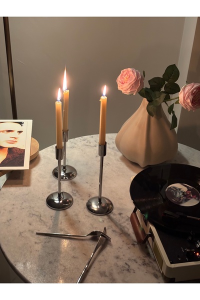 LUXAY HOME ROMANCE 3'LÜ METAL KROM ŞAMDAN & MUMLUK SETİ