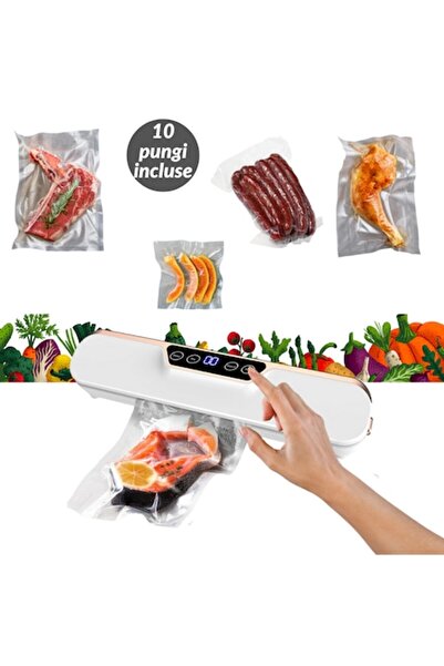 CAMPINO Aparat de sigilat alimente în vid, 120 W, bară de sigilare de 25 cm, mod uscat/umed, afișaj LED, 10 pungi incluse, alb