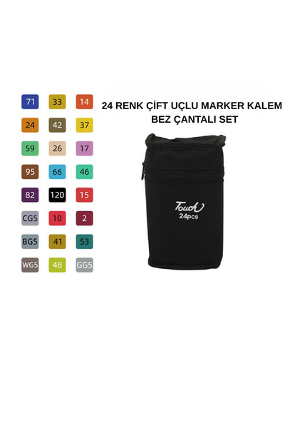 Buldug 24 Colors Dual Tip Marker Pen Set with Cloth Bag – Dual Tip Profession...