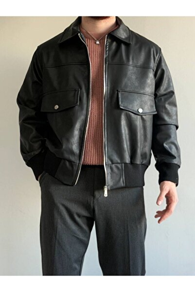 TÜZeMEN Waist Elasticated Retro Leather Coat