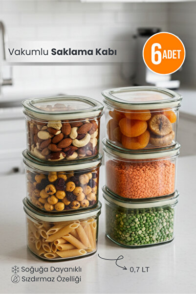Orvila 6'lı Clario Sızdırmaz Saklama Kabı Vakumlu Erzak Kabı 0,7 L