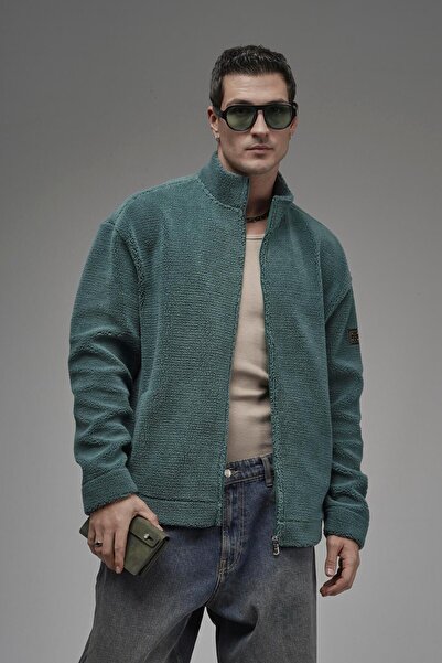 king brich Mock Neck Zipper Closure Logo Detailed Unisex Plush