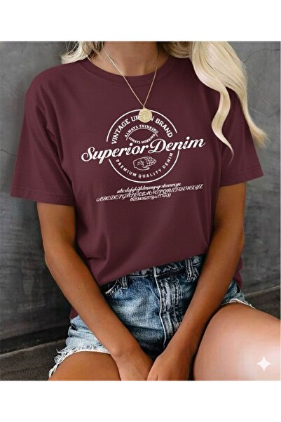 BW Bravely Wear Ανώτερο Τζιν Γυναικείο Κοντομάνικο Μπλουζάκι με Στάμπα