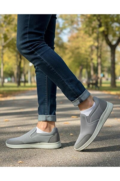 road friend Men's Gray Laceless Casual Walking Sports Shoes Lightweight Flexi...