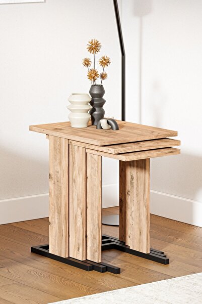 Ceramical ZG5 3'lü Zigon Sehpa - Çam