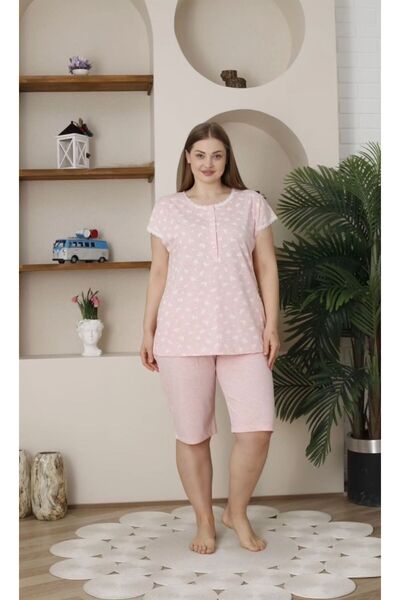 İpek Women's Short Sleeve Capri Plus Size Pajama Set