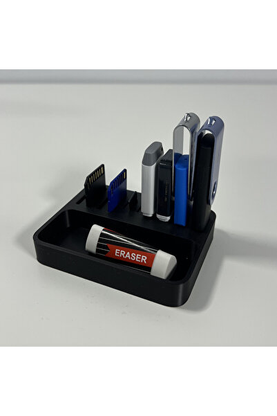 DECORADI Organizator memorii USB, SD, MicroSD + tavă, negru, 3D PLA