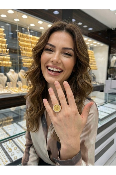 aytekgold 14 Ayar Çeyrek Altınlı Yüzük