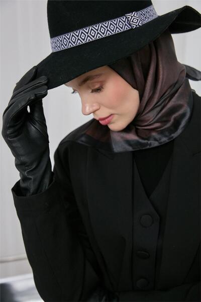 Silk Home Shiny Sparkle Scarf Bitter Brown Brown Ethnic Pattern 90*90