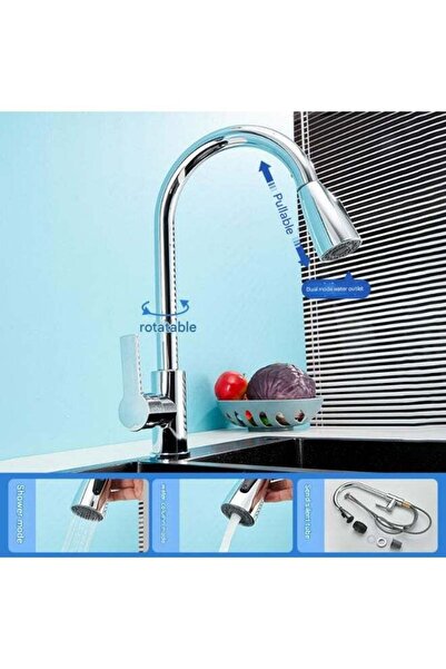 Generic Base kitchen mixer with pull-out sprayer, chrome
