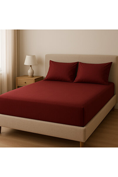 Madame Home ملاءة سرير مطاطية باللون العنابي 100*200/120*200 160*200/180*200