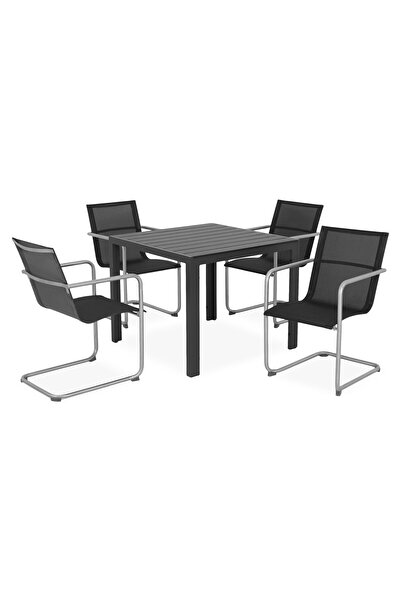 Maison Mex Set of 4 chairs and garden/terrace table, ENCORE/ESSEN, black/grey