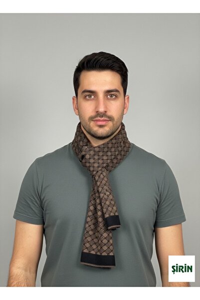 Şirin Giyim Aksesuar Чоловічий двосторонній шарф з геометричним візерунком, щ...