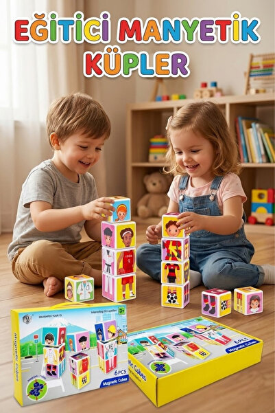 craftivio Manyetik Meslekler Küpü 6 Parça - Eğitici Zeka ve Akıl Oyunu - Mıkn...