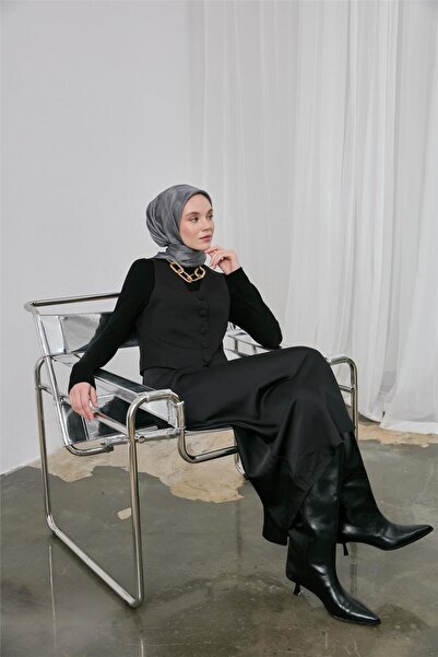 Silk Home Shiny Sparkle Scarf Dark Gray Ethnic Pattern 90*90