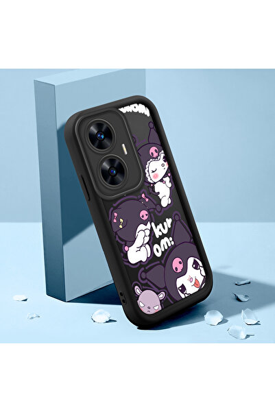 ucuc حافظة هاتف من السيليكون الأسود المتوافق مع Realme C55، مزودة بنمط رسوم م...