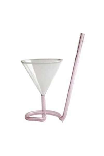 Edman Pahar Martini creativ cu pai integrat, rezistent la căldură, 190 ml, roz