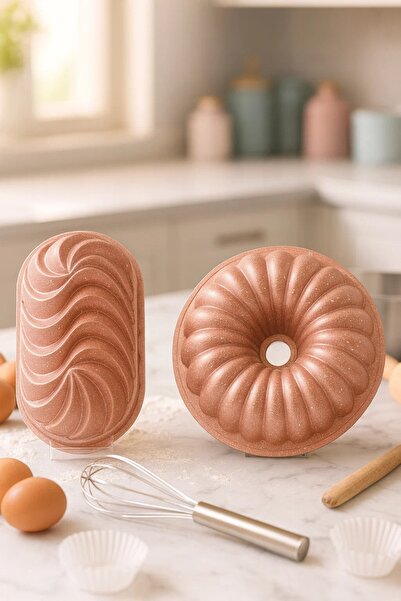 CHEFTİME 2’li Rose Granit Döküm Baton & Dilimli Kek Kalıbı