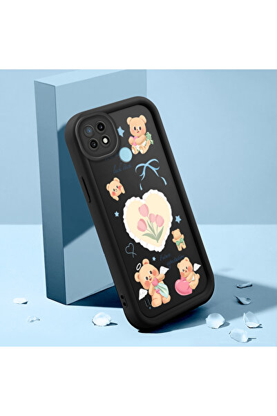 ucuc حافظة سيليكون سوداء بنمط لطيف مقاومة للصدمات ومتوافقة مع هاتف Realme C21