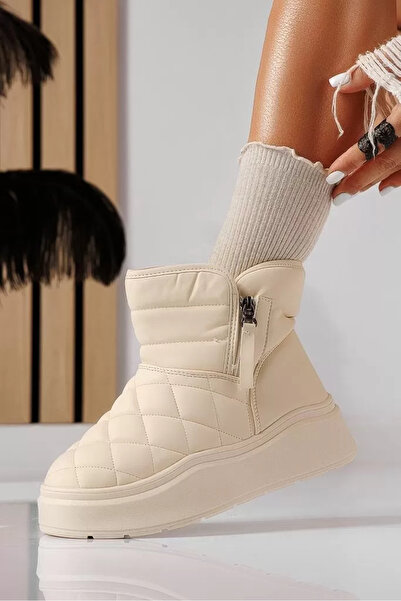 Zaira Ghete dama îmblanite bej din piele ecologica Vittoria #22511 - 37