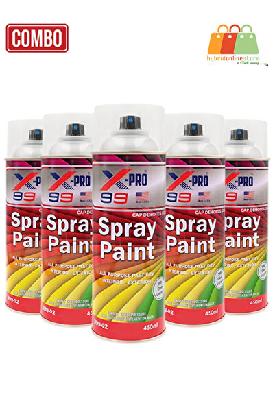 XPRO X-PRO 99 Gloss White Spray Paint 450ml Shade 40 X99-02 Quick Dry All-Purpose Combo 5pcs