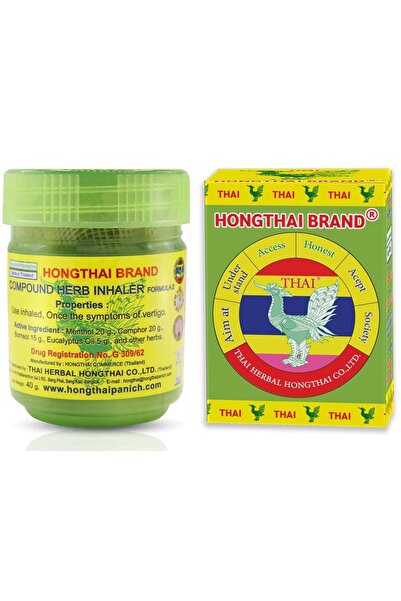 Hong Thai جهاز استنشاق الأعشاب من هونغتاي، بلسم أنفي بنكهة المنثول التايلاندي مع الكافور والأوكالبتوس، 40 جم