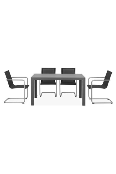 Maison Mex Set 4 scaune si masa grãdinã/terasă, HAVEN/ESSEN, antracit/gri/negru