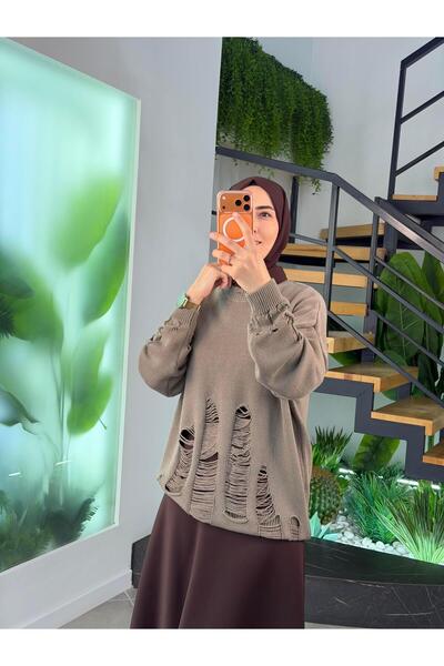 BÜRDE Mink Color Knitted Sweater with Detachable Detail